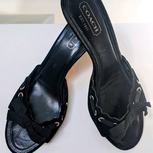 Coach black suede open toe mules
